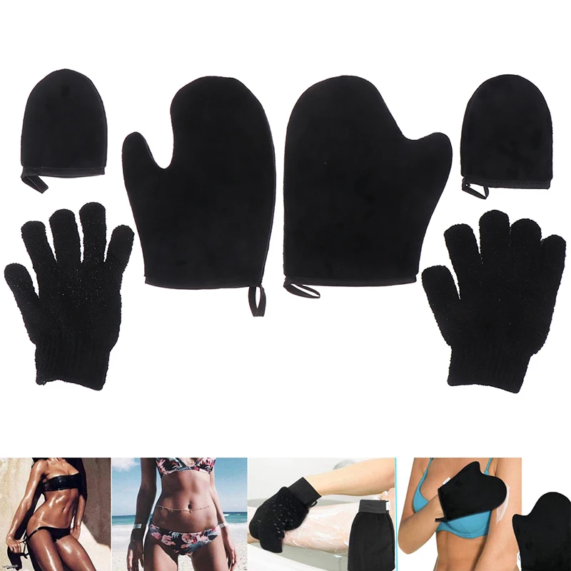 

3 шт./компл. черные многоразовые перчатки для очистки тела, перчатки для самозагара, перчатки для самозагара, перчатки для загара, крем