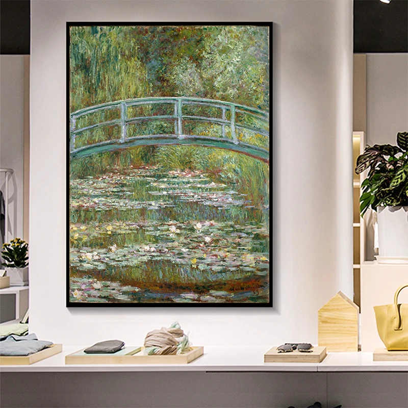 

The Japanese Bride and Water Lily Pond Claude Monet Oil Painting on Canvas Poster Prints on Wall Picture for Living Room Decor