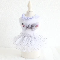 lace bow dot dog dress pet products summer 100 cotton clothing for dogs cats chihuahua teddy pet puppy dog clothes 2020