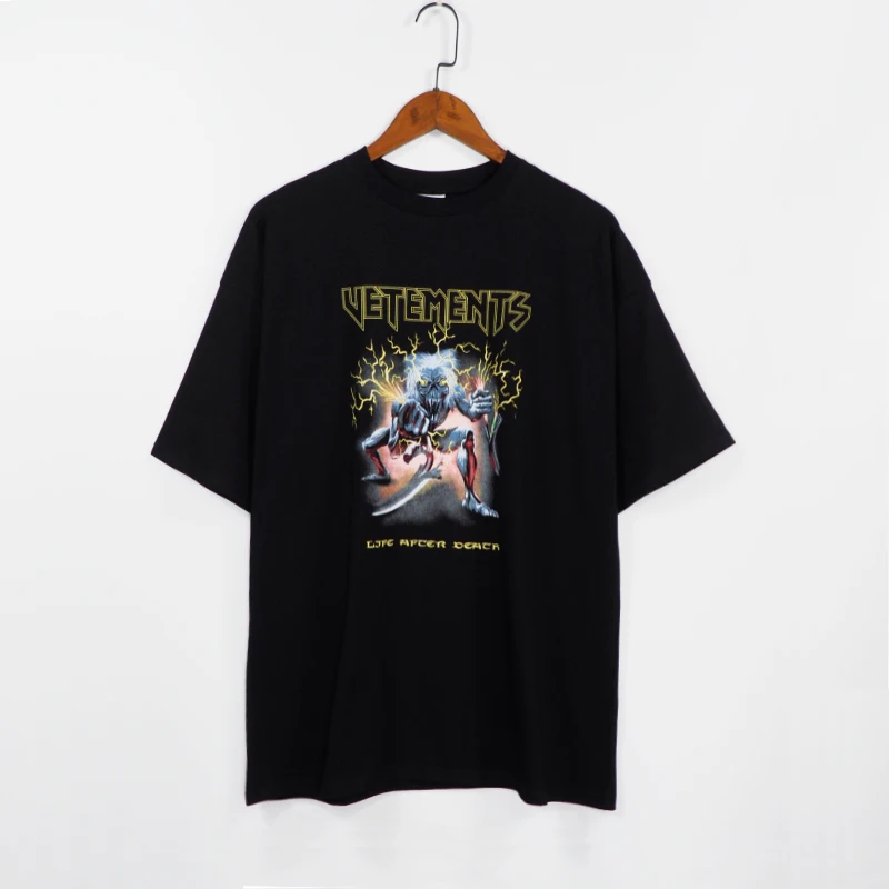 

Oversize Heavy Fabric Demon lightning Vetements T Shirt Men Women 1:1 Best Quality T-shirt Vetements Tee VTM Tops
