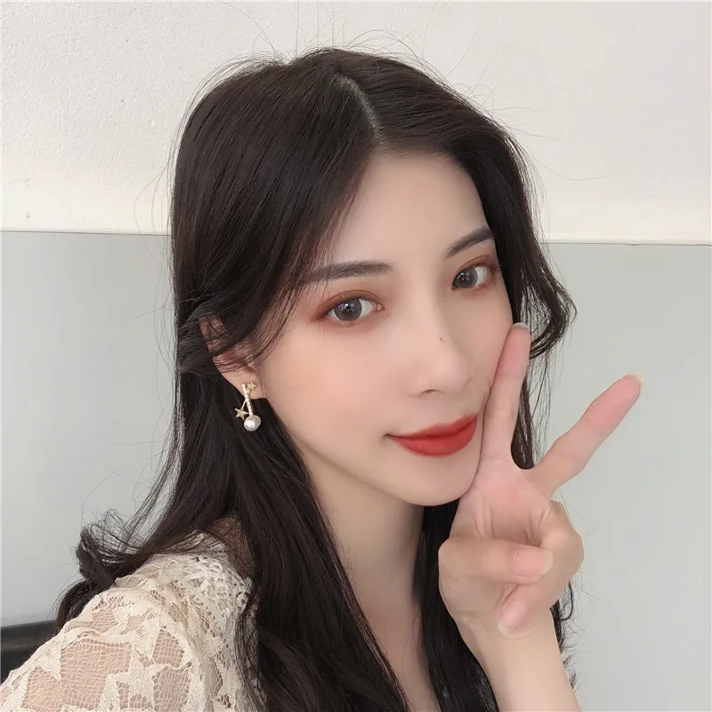 

Fairy Cubic Zircon Star Stud Earrings Cross Simulated-pearls Korean Earrings