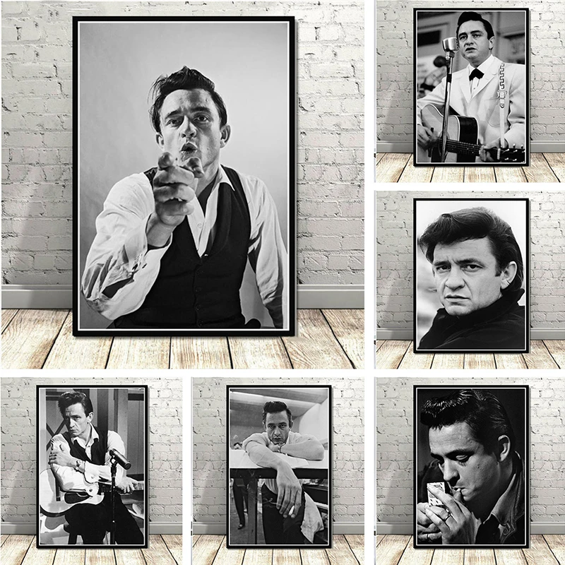 

Vintage Canvas Painting Johnny Cash Rock Music Band Star Wall Art Poster and Prints Wall Art Pictures for Living Room Cuadros