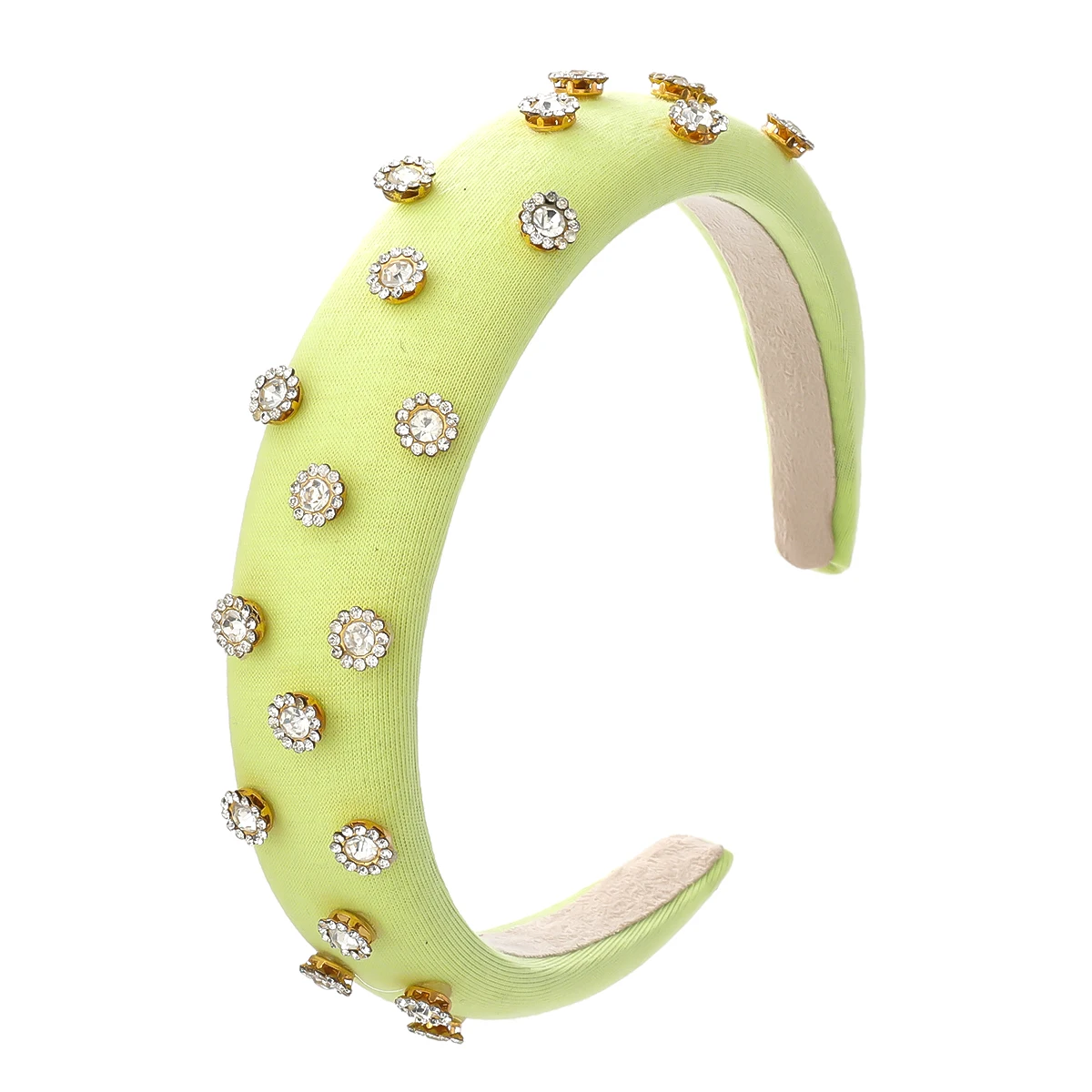 

2021 New Fashion Flannel Fabric Rhinestone Square Glass Rhinestone Headband for Women Bundle Hair Headdress Hair Accessories