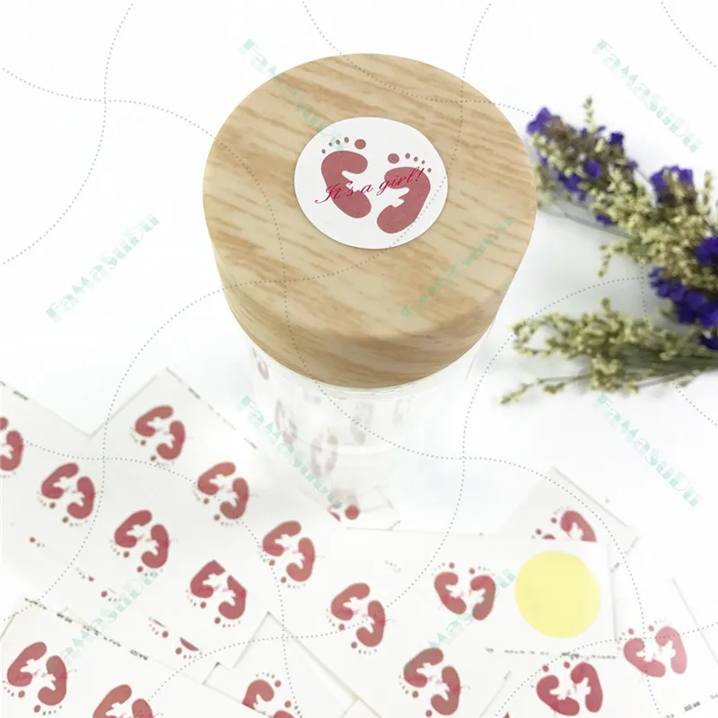 100 шт. Baby Shower 3x3 см для мальчиков и девочек узор клей Стикеры печать этикеток