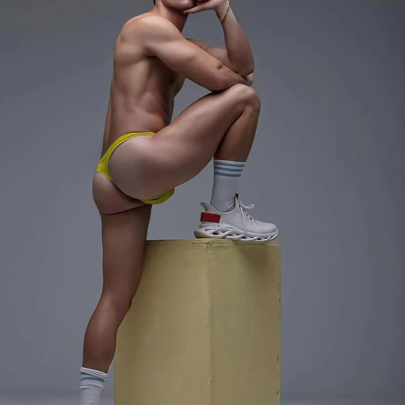 Мужские стринги с мешочком для пениса sпанси черные хлопковые трусы-джоки низкой