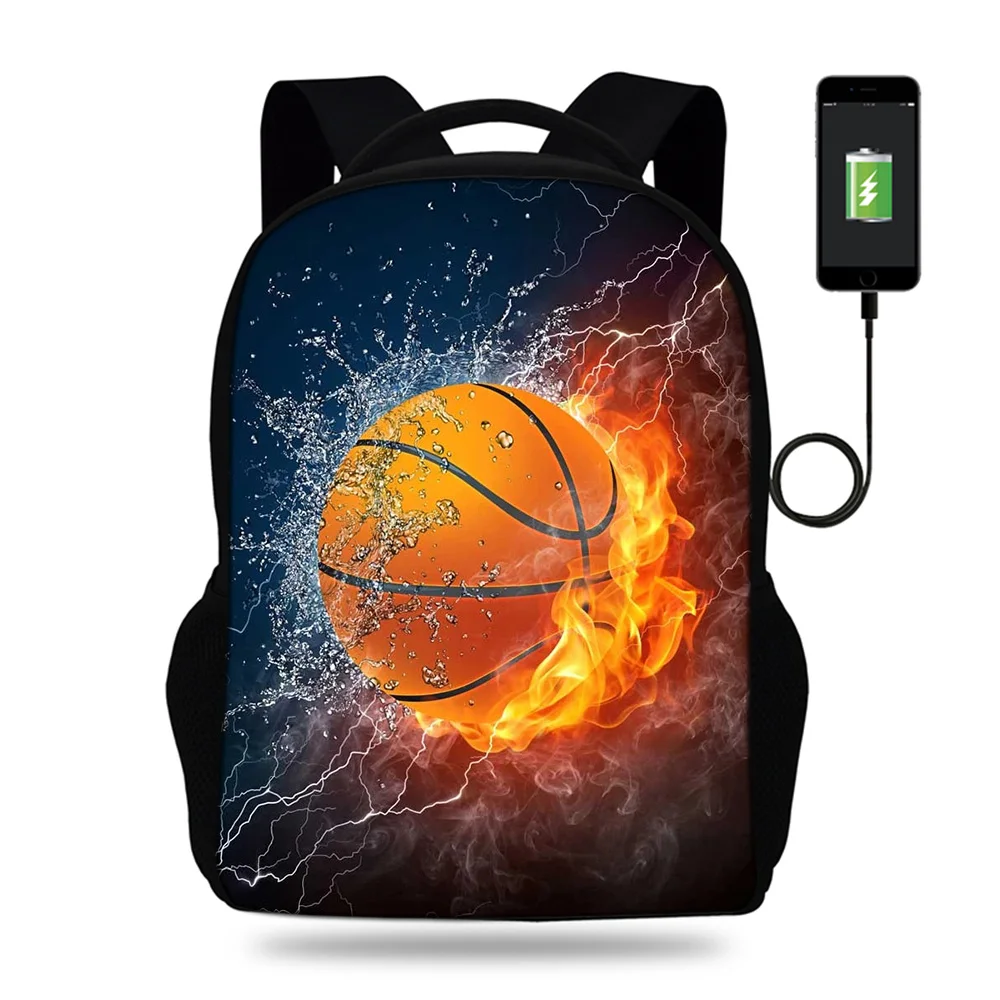 Рюкзак с Баскетбольным принтом 17 дюймов USB-портом | Багаж и сумки
