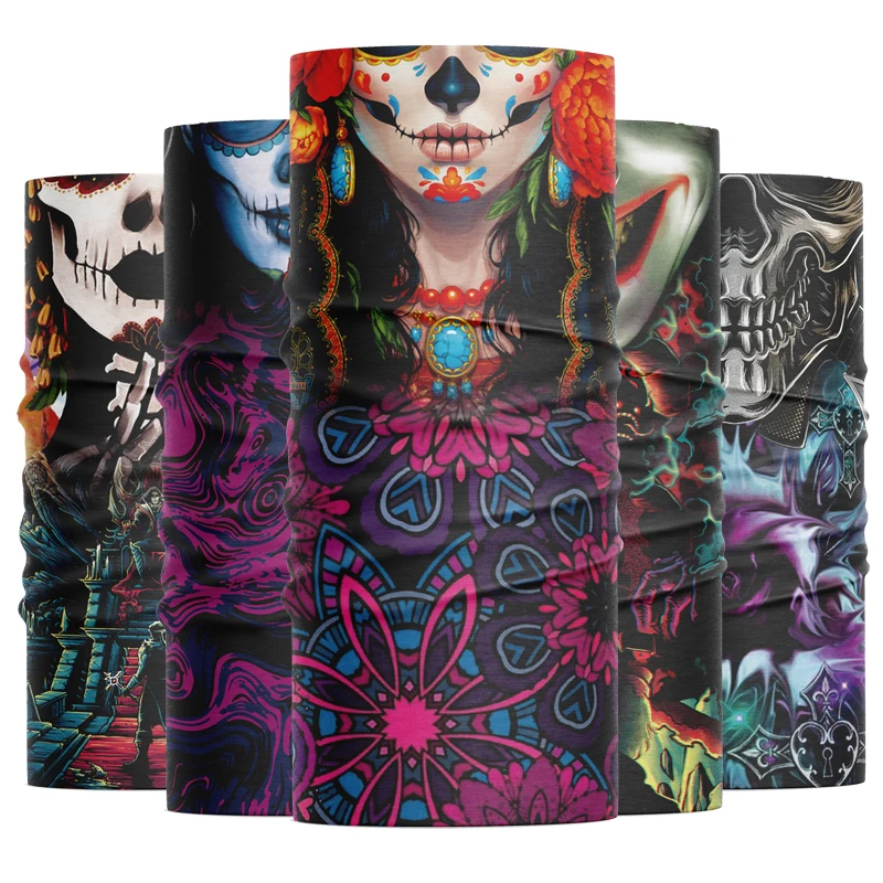 3D повязки на голову с черепом шарф кольцо шарфы трубчатая защита велосипедная