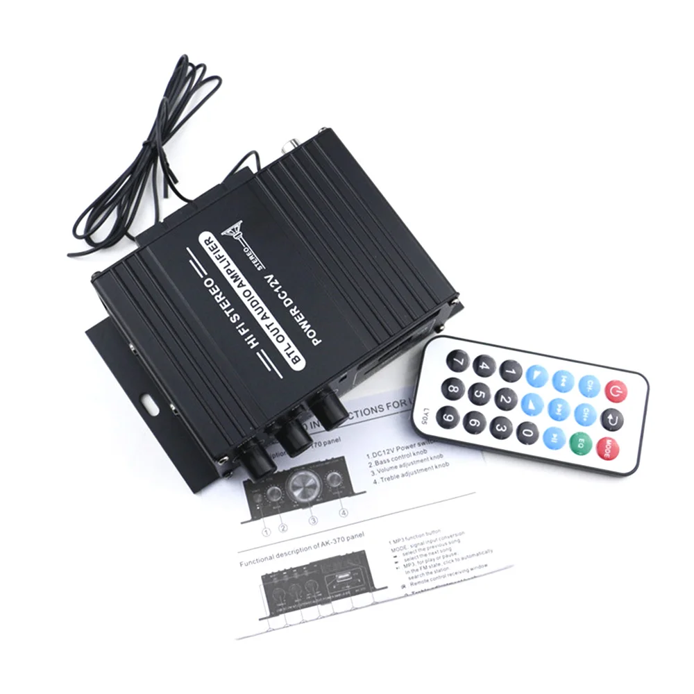 Автомобильный аудио усилитель 12 В Bluetooth Hi Fi MP3 радио стерео бас динамик бустер