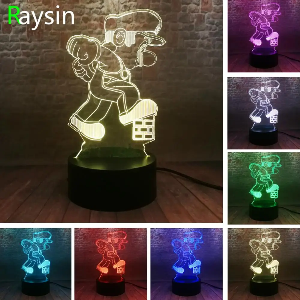 11 вариантов 3D светодиодный Марио Моделирование Супер Марио Bros Yoshi лампа 7 цветов изменить ночные огни Мальчики Рождество фестиваль День рождения игрушки подарок