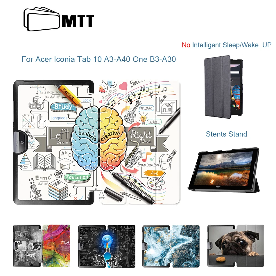 MTT чехол для acer Iconia One 10 B3-A30 A3-A40 10,1 дюймов ультра-тонкий из искусственной кожи трехслойный флип-чехол-подставка планшет для надписей чехол