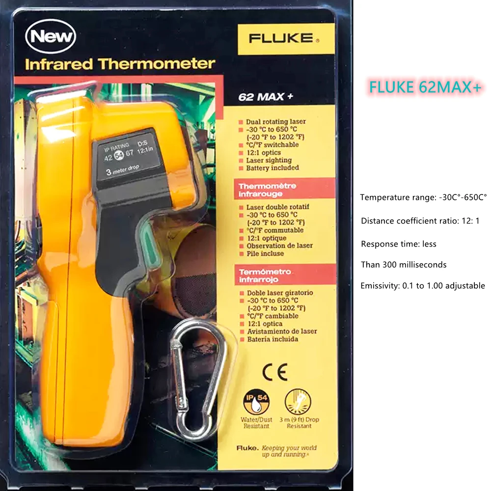 Pаспродажа Мини Инфракрасный термометр FLUKE 62MAX/Plus, Бесконтактный портативный цифровой лазерный Высокоточный-30 ~ 650 ℉, измерительный пистолет температу...