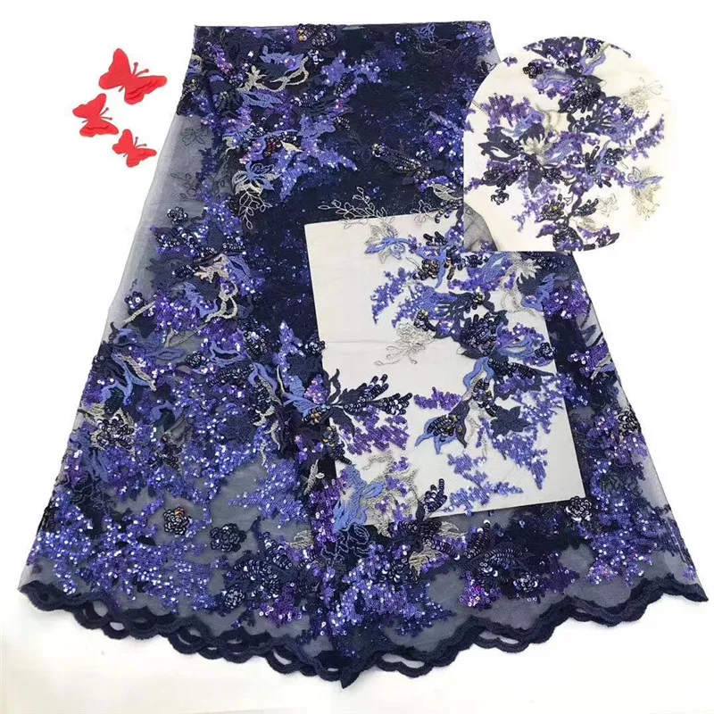 

Best Quality African Net Lace Fabric High Quality Sequins Embroidery Nigerian French Tulle Mesh Lace For Wedding dress r6-54