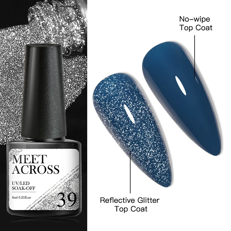 MEET ACROSS светоотражающее верхнее покрытие Гель-лак для ногтей искусственные Лаки