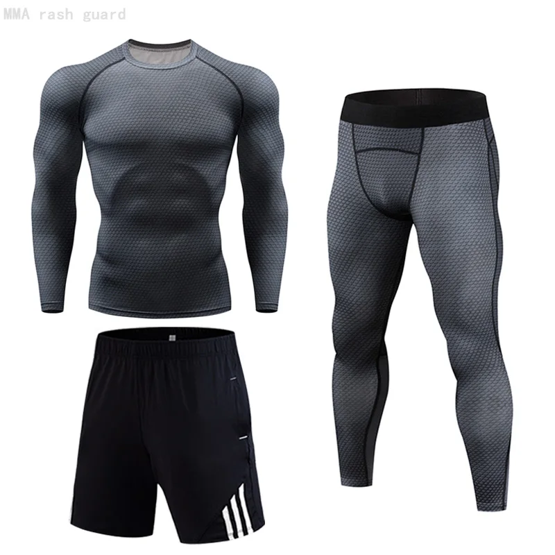 

Brand Underwear Warm Men's Winter Training Base layer Tight long sleeves Fitness leggings suit Compression thermal underwear 4XL