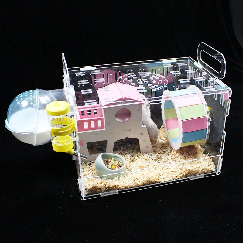 Прозрачный один Слои хомяк дом Акриловые клетки свинки негабаритных вилла