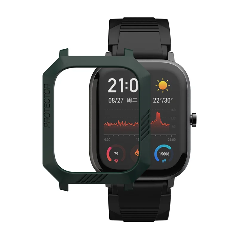 green only case Жесткий защитный чехол для Amazfit Bip GTS GTR 42 мм 47 мм протектор для часов Huami Bip Lite аксессуары для умных часов SIKAI - Цвет: green only case