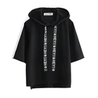 Футболка Merry Pretty женская с капюшоном, повседневная однотонная хлопковая рубашка в стиле Харадзюку, с коротким рукавом, уличная одежда, bbf