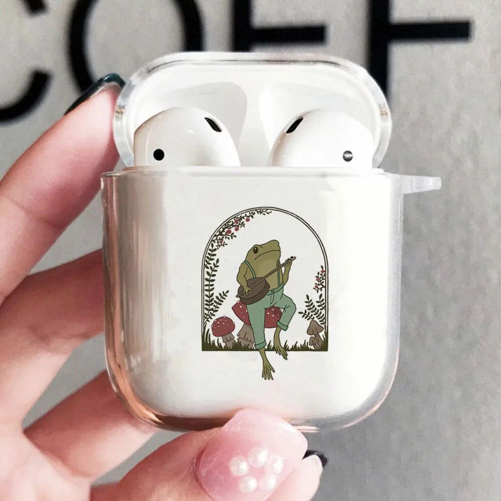 

Funny Frog on Mushroom printed TPU Case For AirPods 1 2 Wireless Bluetooth Case For Air Pods Earphone Accessories Charging Box