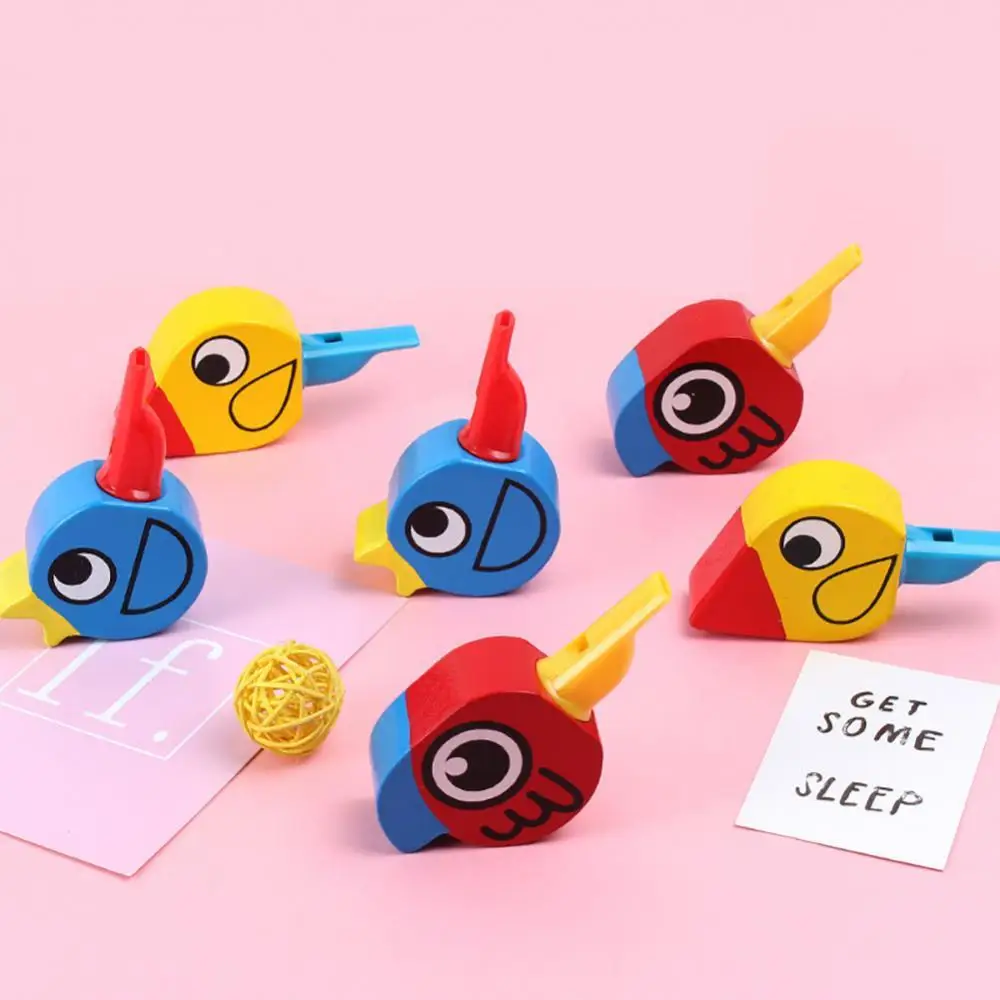 

Hot Sales!! Wooden Colorful Drawing Bird Shape Whistle Kids Developmental Toy Party Favor