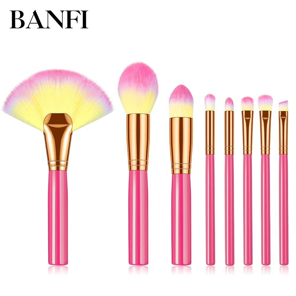

BANFI 8Pcs Makeup Brushes Tool Set Cosmetic Powder Eye Shadow Foundation Blush Blending Beauty Make Up Brush Maquiagem