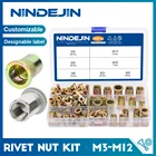заклепочник резьбовой Заклепочная гайка NINDEJIN, 166 дюйма, из углеродистой стали, с плоской головкой, с резьбой, 85M3 M4 M5 M6 M8 M10 M12 шт.