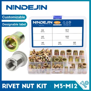 заклепочник резьбовой Заклепочная гайка NINDEJIN, 166 дюйма, из углеродистой стали, с плоской головкой, с резьбой, 85M3 M4 M5 M6 M8 M10 M12 шт.
