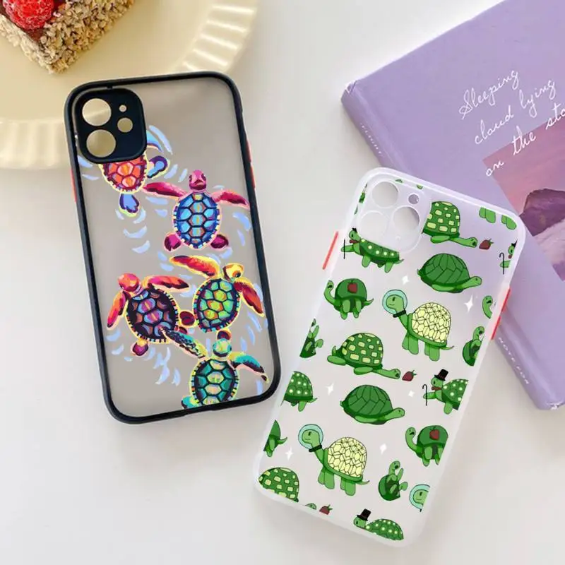 

Ocean cute cartoon turtle animal Phone Case matte transparent For iphone 7 8 11 12 13 plus mini x xs xr pro max cover