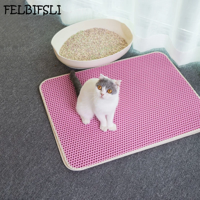 

Waterproof Pet Cat Litter Mat Foldable EVA Double-Layer Cats Mat Bottom Non-slip Pet Litter Cat Mat Layer Pet Litter Catcher Mat