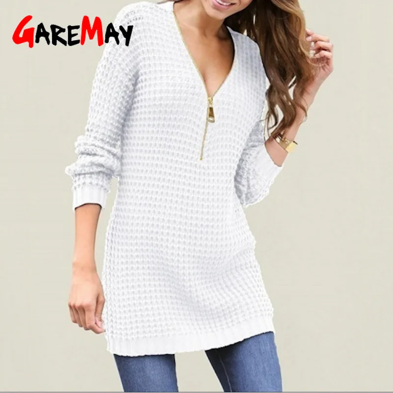 Грубая трикотажная молния оверсайз джемпер платье свитер женский зимний теплый