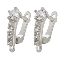 juya 2021 new diy fastener earrings hooks for jewelry making cubic zirconia ear wear clip clasps handmade jewelry accessories