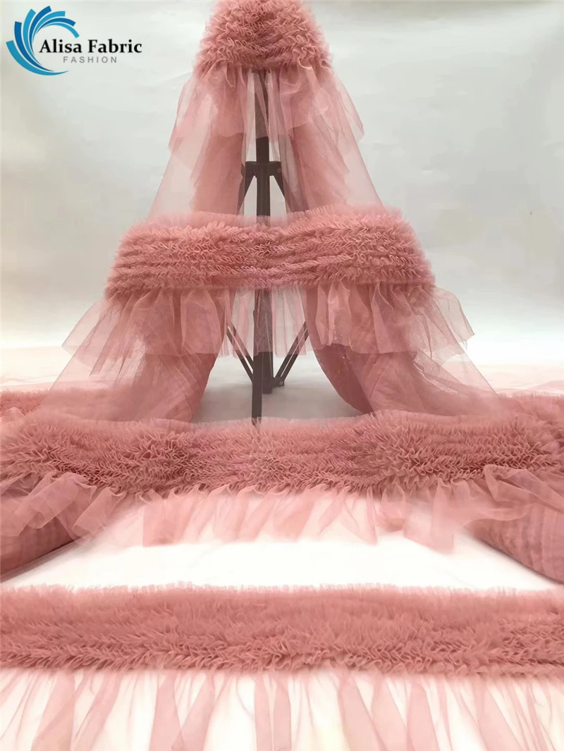 

Alisa Nigerian Lace Fabric 2021 High Quality Mesh Tulle Lace Fabric Pink African French Net Lace Fabric for Wedding Dress