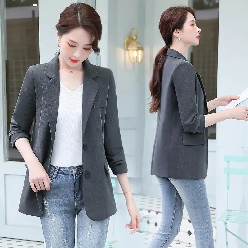 

new 2021 spring fashion temperament coat two button color casual women's wear one hair fashion suit