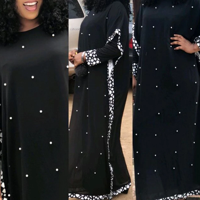 Африканские платья для женщин Черное длинное платье в африканском стиле
