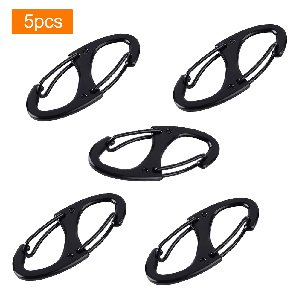 

5pcs Locking Carabiner Keychain 8 Ring Quick Release Clip Metal Buckle Tactical EDC Tool Huniting Accessories