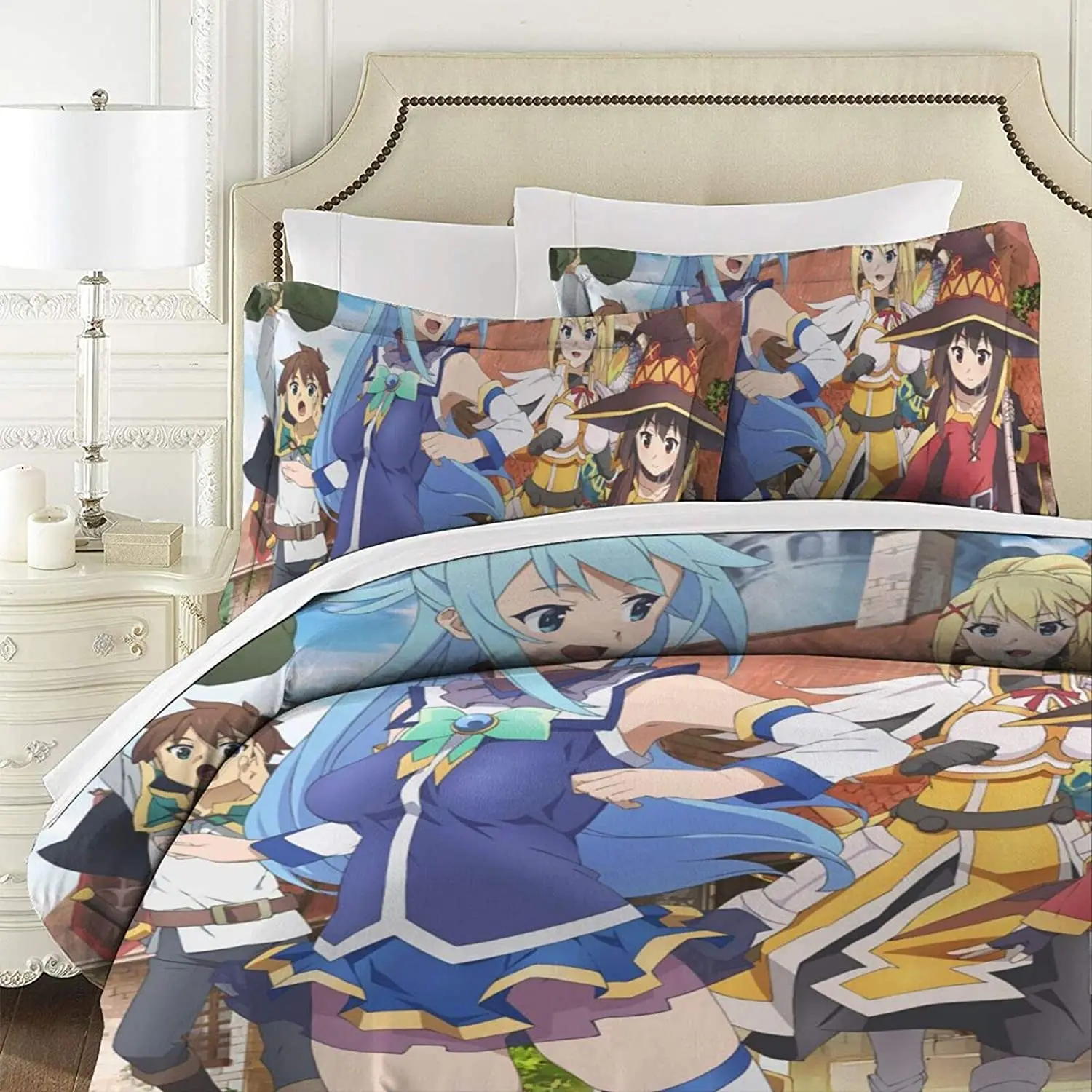 Комплект постельного белья аниме Konosuba из 2/3 предметов с мультипликационным