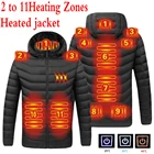 Куртка с подогревом 11 областей, мужские и женские зимние уличные куртки с электроподогревом и USB, теплое спортивное пальто, одежда, жилет с подогревом