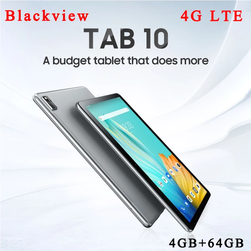 Blackview Tab 10, 4G Network 10.1 inch RAM 4GB ROM 64GB Android 11 MTK8768 Octa Core Cortex-A53 2.0GHz 7480mAh 5MP+13MP Cameras