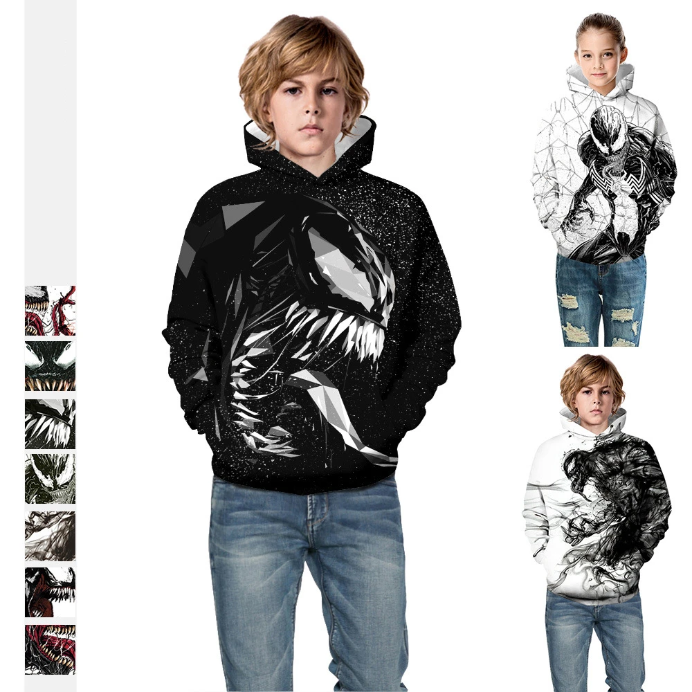 Autumn Winter Children's Hoodies Coat Kids Superhero Printed Sportwear 5-14y Boys Girls Hooded Sweats Child Sports Tops Pullover