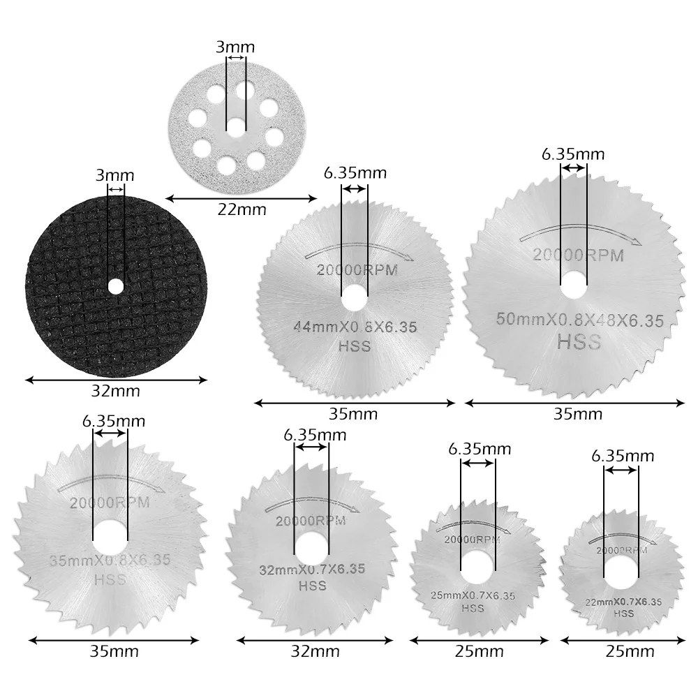 36pcs HSS Mini Circular Saw Blade Set Resin Cut Off Wheels Diamond Cutting Discs Rotary Tool Accessories for dremel Wood Plastic|Полотна