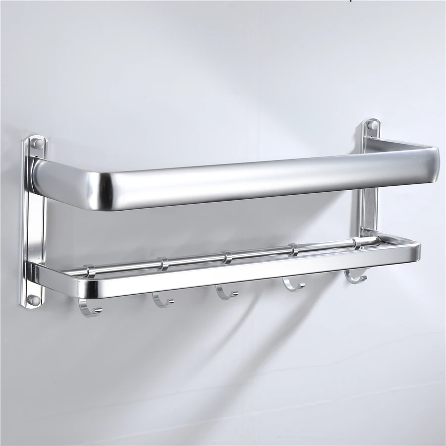 

Bathroom Shelf with Towel Bar and Hook Kitchen Wall Shelves Shower Basket Storage Rack Towel Bar Robe Hooks Bathroom Accessories