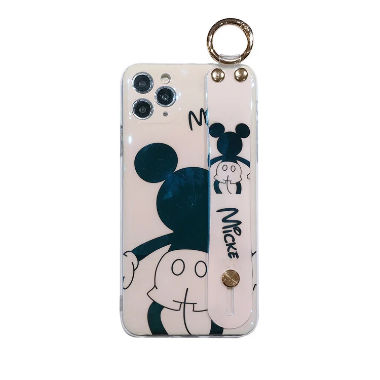 

Mouse Phone Case For iPhone 12 Pro 11 ProMax Xr Xs 7 8 Plus 12 Mini Blu-ray Cute Cartoon Protection Silicone Cover Wristband
