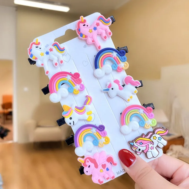 

10pcs New Girls Cartoon Ice Cream Unicorn Hairpins Children Lovely Hair Clips Headwear Barrettes Fashion Hair Accessories Set