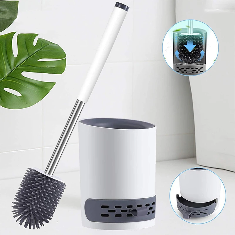 

Щетки для унитаза с чистой силиконовой щетиной и скрытым пинцетом, силиконовая щетка для унитаза с диатомным грязевым держателем для быстр...