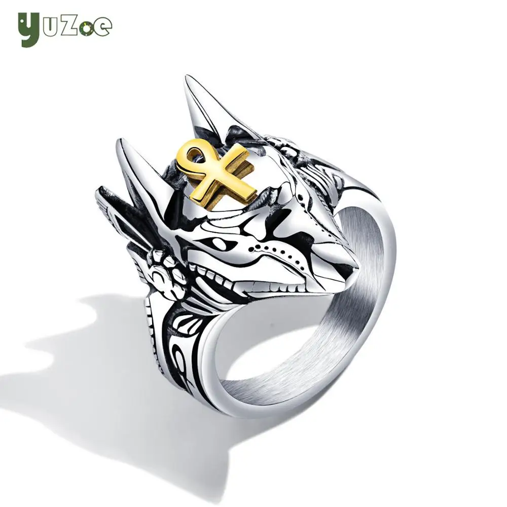 YUZOE 2019 Новое мужское титановое стальное кольцо ретро Anubis God древний Египетский в