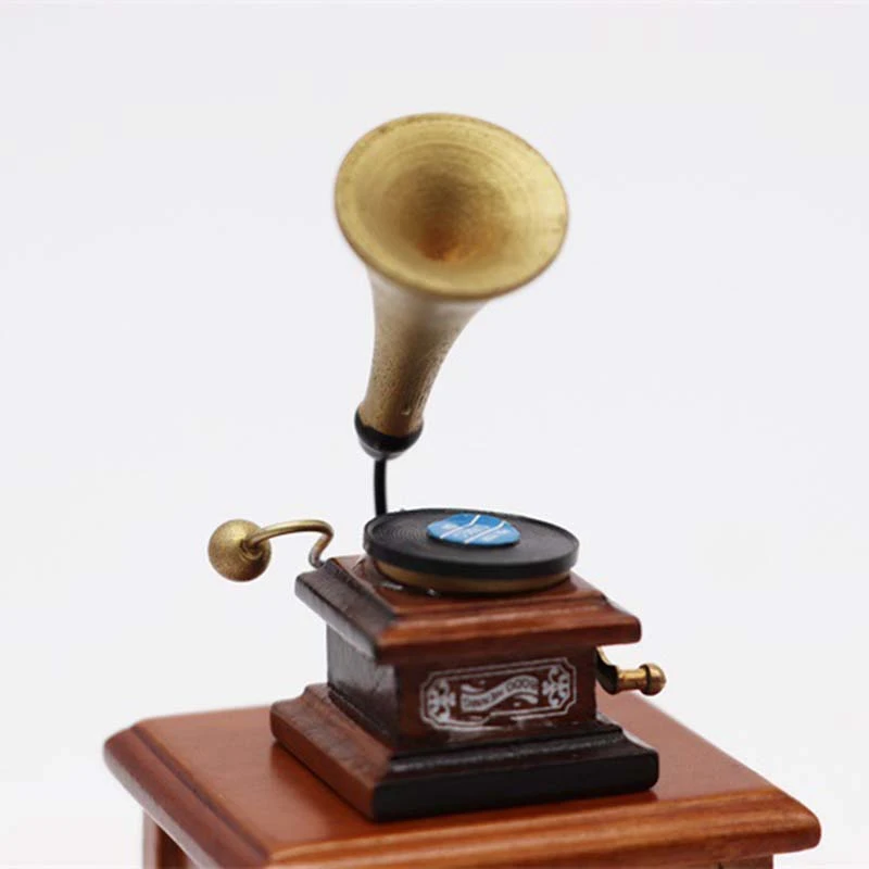 

1:12 Dollhouse Miniature Furniture Vintage Phonograph Gramophone Record Player Old-Fashioned Dollhouse Accessories