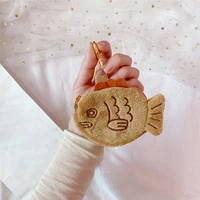 2021 new japan cute plush snapper fish doll coin purse wrist bag mini cute zipper girl coin wallet cable headset bag money bag