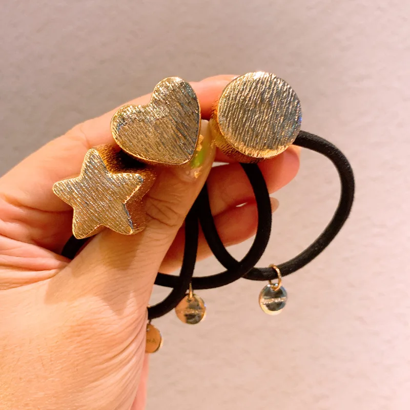 

Резинка для волос в стиле ретро, с рисунком золотого сплава, в Корейском стиле, круглая, пятиконечная звезда, повязка на голову