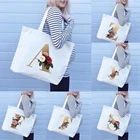 Золотыми буквами розы, модная сумка через плечо, повседневные сумки для покупок, на молнии из плотной ткани Портативный покупатель мешок сумки-шопперы для женщин