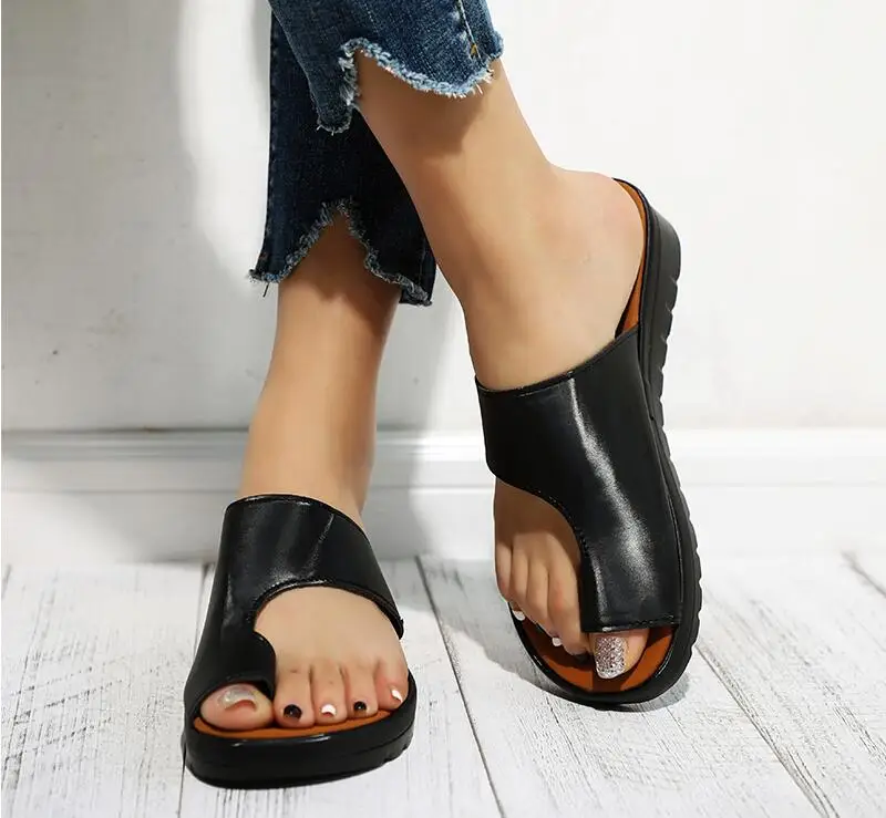 Сандалии женские на плоской платформе удобные босоножки с коррекцией большого