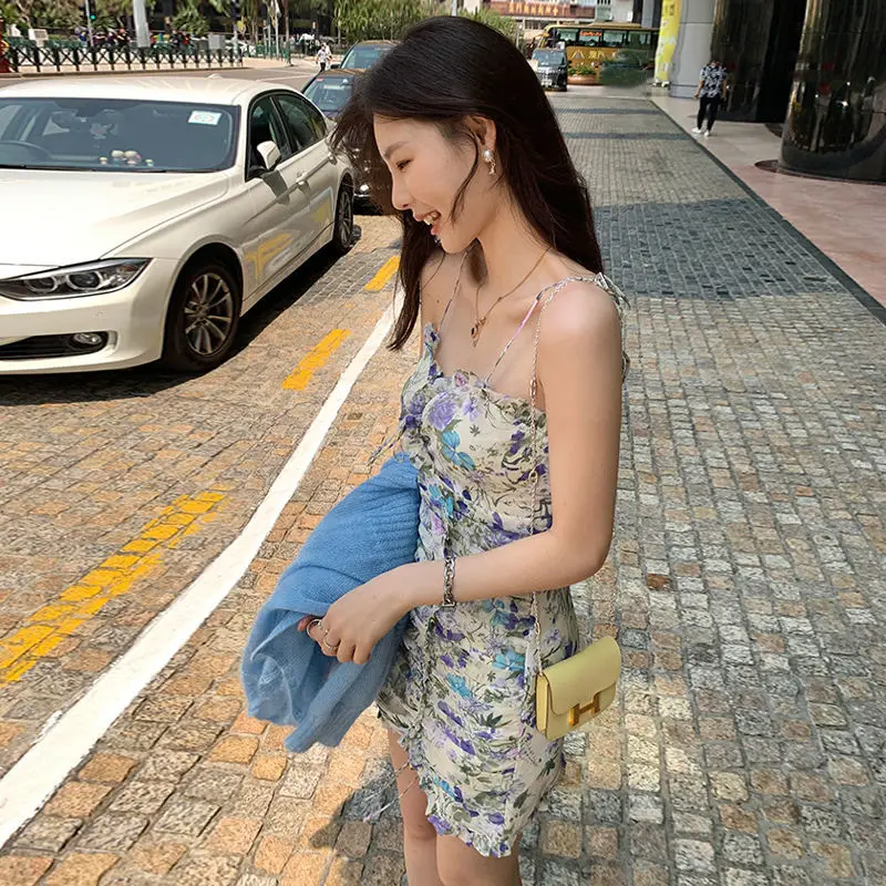 

2021 summer new sweet cut men's sexy hip wrap skirt waist temperament suspender skirt Floral Dress